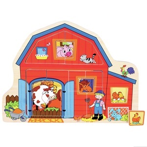 Bino, Bino Puzzle Bauernhof 13 tlg., Bino 88118 - Holzpuzzle Bauernhof, 13-teilig, Puzzle