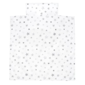 Alvi, Alvi Bettwäsche 80 x 80 cm, Sterne silbergrau Exklusiv - weiß, 