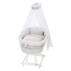 Alvi, ALVI Stubenwagen-Set Birthe weiss Raute taupe, 