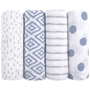 emma & noah, emma & noah Mullwindeln 4er Set Blau 80 x 80 cm - blau, 