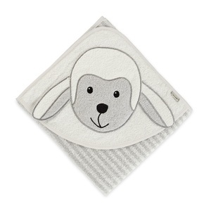 Sterntaler, Sterntaler Badetuch - Stanley, Kapuzenhandtuch SCHAF STANLEY (80x80cm) mit Motiv in weiss/grau
