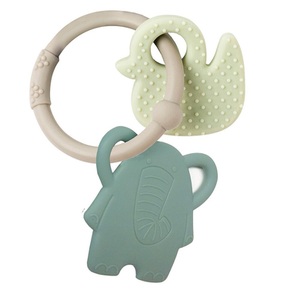 Nattou, Nattou Beißring Ente & Olifant grau, Nattou SILIKON Beissring Ente & Elefant grau