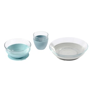 Beaba, BEABA Geschenkset Glas-Geschirr blau ab dem 6. Monat, BEABA Glas-Geschirr Geschenkset