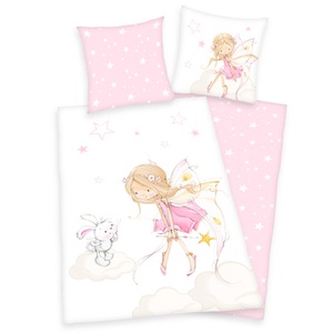 undefined, Herding Renforcé Kinder-Wendebettwäsche Little Fairy, Baby Best Kinderbettwäsche »Little Fairy«, mit niedlichem Feen-Motiv
