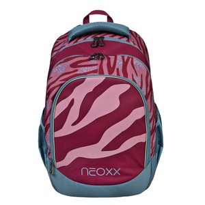 NEOXX, neoxx Schulrucksack »Fly, Berry Vibes«, Reflektionsnaht-Floureszierende Flächen, aus recycelten PET-Flaschen, neoxx Schulrucksack »Fly, Berry Vibes«, Reflektionsnaht-Floureszierende Flächen, aus recycelten PET-Flaschen