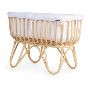 Childhome, CHILDHOME Wiege Rattan rechteckig mit Nestchen und Matratze, Childhome Wiege aus Rattan rechteckig mit Matratze und Bezug