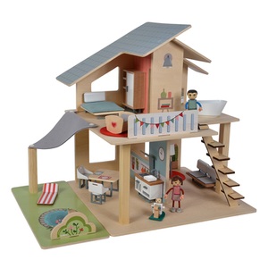 Simba Toys GmbH & Co., Eichhorn 100002505 - Puppenhaus mit 4 Zimmer, 3 Figuren, 25tlg., Puppenhaus VILLA VERANDA 25-teilig in bunt