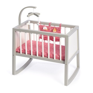 MUSTERKIND, MUSTERKIND® Puppenwiege Viola grau/weiß/altrosa, 