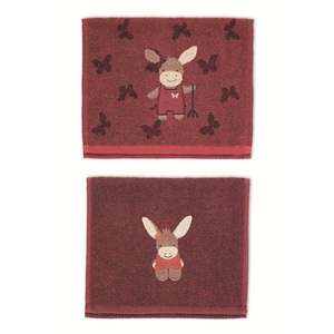 Sterntaler, Sterntaler Kinderhandtuch Doppelpack Emmily dunkelrot 50 x 30 cm, Handtuch ESEL EMMILY (50x30) 2er-Pack