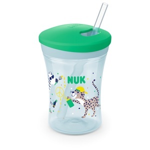 Nuk, NUK Trinklernbecher Action Cup weicher Trinkhalm, auslaufsicher ab 12 Monaten grün, NUK Action Cup, weicher Trinkhalm