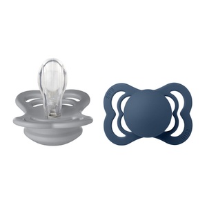 BIBS, BIBS Schnuller Supreme Cloud und Steel Blue Silikon 0-6 Monate, 2 Stk., 