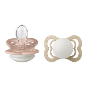 BIBS, BIBS Schnuller Supreme Blush und Vanilla Glow Silikon 0-6 Monate, 2 Stk., BIBS Supreme Schnuller, Silicone, Symmetrisch, 0-6 Monate, Blush GLOW/Vanilla GLOW (2 Stk)