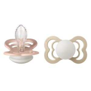 BIBS, BIBS Schnuller Supreme Blush und Vanilla Glow Silikon 6-36 Monate, 2 Stk., BIBS Supreme Schnuller, Silicone, Symmetrisch, 6-12 Monate, Blush GLOW/Vanilla GLOW (2 Stk)