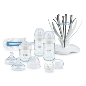 Nuk, NUK Nature Sense Glasflaschen Set, mit Multi Dry Trockenständer und Genius Nuggi, NUK Nature Sense Glasflaschen Set, mit Multi Dry Trockenständer und Genius Nuggi