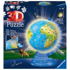 Ravensburger, Ravensburger 3D Puzzle - Kinderglobus mit Licht, 3D-Puzzle KINDERGLOBUS mit Licht 180-teilig
