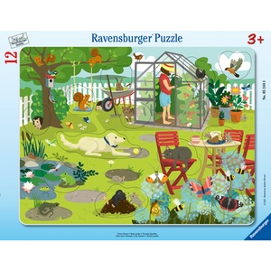 RAVENSBURGER SPIELEVERLAG, Ravensburger Kinderpuzzle - Unser Garten -Rahmenpuzzle für Kinder ab 3 Jahren, Rahmenpuzzle UNSER GARTEN 12-teilig