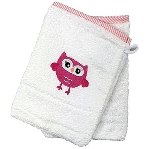 Hütte & Co, HÜTTE & CO Waschhandschuh 2er Pack Eule weiß, 
