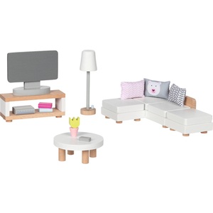 goki, goki Wohnzimmerausstattung für Puppenhaus, Puppenhausmöbel STYLE - WOHNZIMMER aus Holz