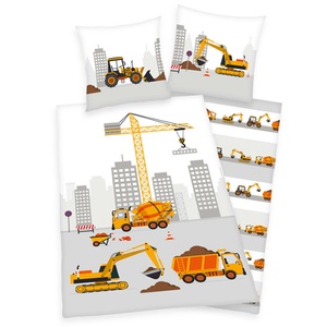 HERDING, Herding Renforcé Kinder-Wendebettwäsche Baustelle, Herding Young Collection Kinderbettwäsche »Baustelle«, mit tollem Motiv