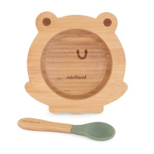 Miniland, miniland Geschirrset aus Schale und Holzlöffel wooden bowl frog, 