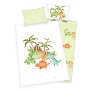 babybest®, babybest® Flanell-Bettwäsche Dinos 100 x 135 cm, Babybest® 2685230063 - Dinos Flanell-Bettwäsche (Made in Green), 40x60 cm + 100x135 cm, 100% Baumwolle