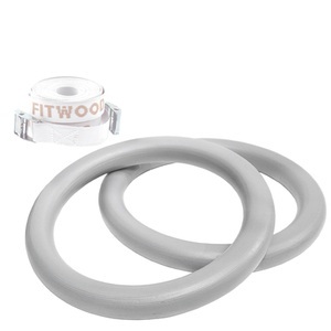 FitWood, Fitwood ULPU Turnringe, grau - weiße Riemen, 