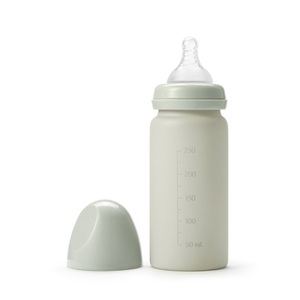 Elodie, Elodie Babyflasche aus Glas 250 ml, Mineral Green, Glas-Babyflasche HUNGRY (250ml) in mineral green