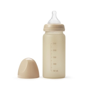 Elodie, Elodie Babyflasche aus Glas 250 ml, Pure Khaki, Glas-Babyflasche HUNGRY (250ml) in pure khaki