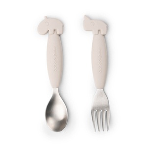 Done by Deer, Done by Deer? Löffel- und Gabelset Easy-grip, Deer friends Sand, 