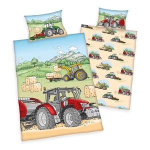 babybest®, babybest® Flanell-Bettwäsche Traktor 100 x 135 cm, Baby Best Babybettwäsche »Traktor«, mit tollen Traktor Motiven