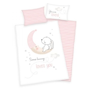 babybest®, babybest® Flanell-Bettwäsche Bunny 100 x 135 cm, Baby Best Babybettwäsche »Little bunny«, mit Häschen Motiv und liebevollem Schriftzug