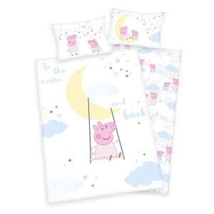 HERDING, HERDING Flanell-Bettwäsche Peppa Pig 100 x 135 cm, Peppa Pig Babybettwäsche »Peppa Pig«, mit niedlichem Motiv und liebevollem Schriftzug