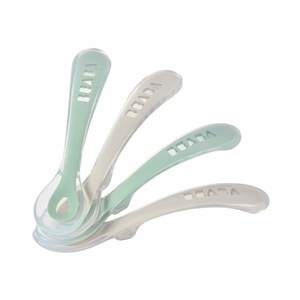 Beaba, BEABA® Babylöffel 4er Set aus Silikon ab 8 Monaten, velvet grau/ salbeigrün, 