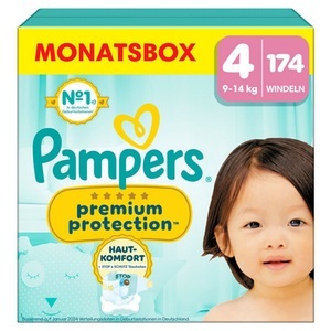 Pampers, Pampers Premium Protection, Gr. 4 Maxi, 9-14kg, Monatsbox (1x 174 Windeln), Pampers Premium Protection Windeln