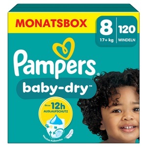 Pampers, Pampers Baby-Dry Windeln, Gr. 8, 17+kg, Monatsbox (1 x 120 Windeln), Pampers - Baby Dry Grösse 8, Monatsbox, 120Stück