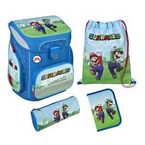 Scooli, Scooli Schulthek-Set EasyFit, Super Mario, 5-teilig, SUMB8255, Scooli Schulranzen »EasyFit, Super Mario«, Reflektoren