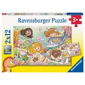 Ravensburger, Kinderpuzzle Kleine Feen und Meerjungfrauen, Puzzle KLEINE FEEN UND MEHRJUNGFRAUEN 2x12-teilig