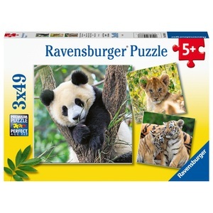 Ravensburger, Kinderpuzzle Panda, Tiger und Löwe, Puzzle PANDA TIGER & LÖWE 3x49-teilig
