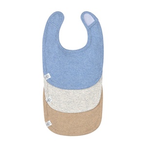 Lässig, Lässig Lätzchen für Neugeborene 3er Set blau hellgrau beige, Klett-Lätzchen COTTON UNI 3er Set in beige/blau/grau