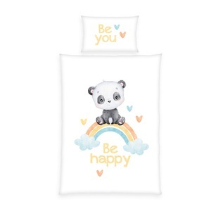 HERDING, Herding Kinderbettwäsche Regenbogen Panda 100x135 cm + 40x60 cm, Herding Kinderbettwäsche »Herding Regenbogen«