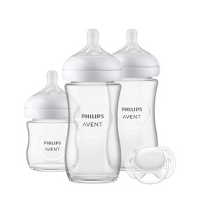 PHILIPS AVENT, Philips Avent Startersets SCD878/11 Natural Response Glas Basic, Philips Natural Response - Kleines Flaschen-Set aus Glas für Neugeborene - SCD878/11
