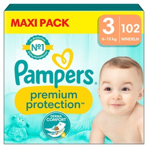 Pampers, Pampers Premium Protection, Gr. 3 Midi, 6-10kg, Maxi Pack (1x 102 Windeln), 