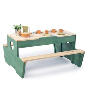 MUDDYBUDDY, MUDDY BUDDY® Spieltisch Creator, natur-salbei, MUDDY BUDDY® Garten-Kindersitzgruppe »Creator«, Outdoor Spieltisch, natur - salbei; FSC® - schützt Wald - weltweit
