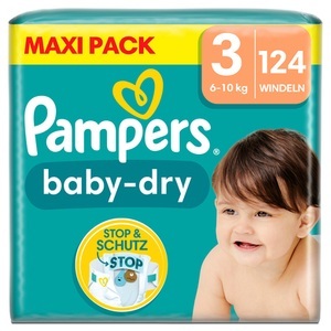 Pampers, Pampers Baby-Dry Windeln, Gr. 3, 6-10kg, Maxi Pack (1 x 124 Windeln), 