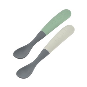 Beaba, BEABA® Babylöffel 2er Set aus Silikon 1. Alterstufe mineral/salbeigrün, 