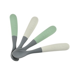 Beaba, BEABA® Babylöffel 4er Set aus Silikon 1. Alterstufe mineral/salbeigrün, 