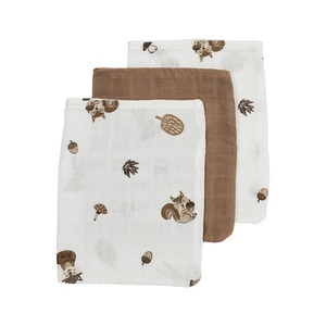 MEYCO, MEYCO Waschhandschuhe 3er Pack Musselin Forest Animals Toffee, 