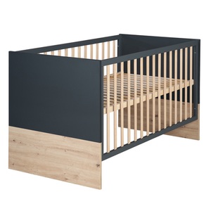 Roba, roba Kinderbett Lenn, roba® Babybett »Kombi-Kinderbett Lenn, 70 x 140 cm, Anthrazit / Artisan Eiche«, Gitterbett, umbaubar, 3-fach höhenverstellbar, mit Schlupfsprossen