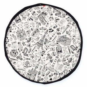 Play & Go, Play & Go 2in1 Spielmatte und Spielzeugsack COLOR MY BAG - OMY PARIS (Ø140) in schwarz/weiß, Spielteppich Play & Go textil weiß schwarz / Spielzeugsack zum Ausmalen - Ø 140 cm - OMY Design & Play schwarz en textil