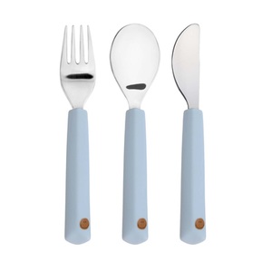 Lässig, Silikon-Besteckset HAPPY RASCALS SMILE 3-teilig in sky blue, Silikon-Besteckset HAPPY RASCALS SMILE 3-teilig in sky blue